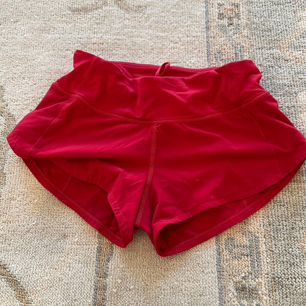 Red lulu lemon shorts size 0